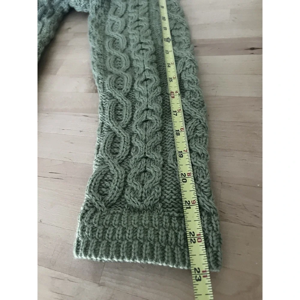 Kilronan Ireland Merino Wool Tree of Life Aran Cardigan Green Cable Knit M
